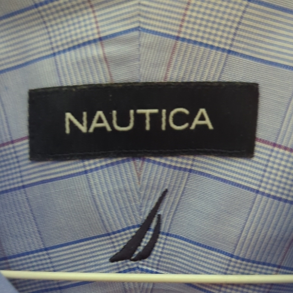 Nautica Light Blue Plaid Button Down Shirt - Picture 3 of 8